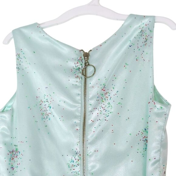 American Princess Mint Green Sleeveless Glitter Dress With Gem Neckline Size 8 - Picture 7 of 7